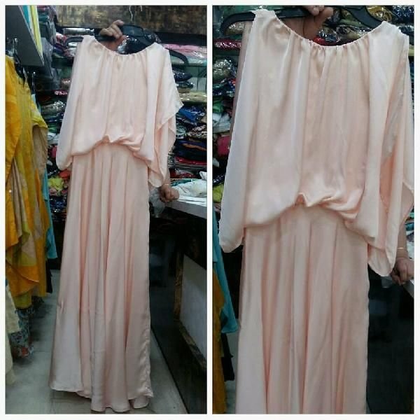 satin chiffon evening gown