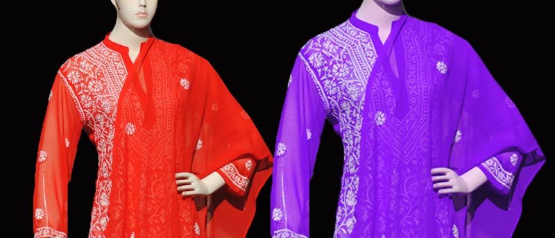 Unstitched Lucknowi Chiffon Dress Material