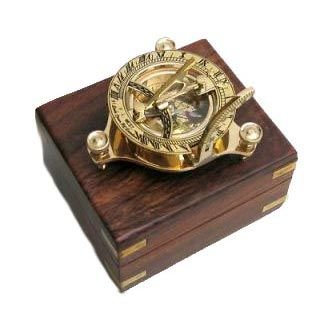 Item Code NC 1258 Sundial Compass 3 Inch with Wooden Box