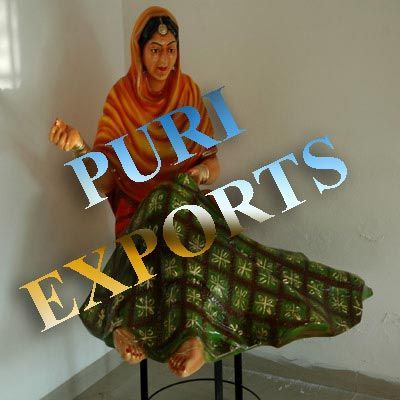 Girl with Phulkari Fiber Glass Statue