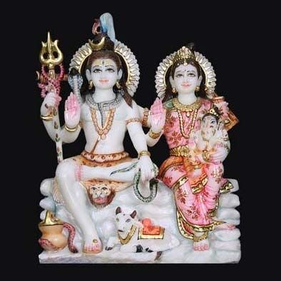 Marble Shiva Parvati Statue 08