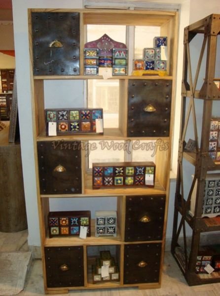 Wooden Bookshelf With Match Pattern