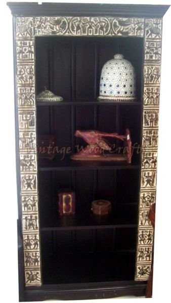 Wooden Bookshelf with Orissa Work