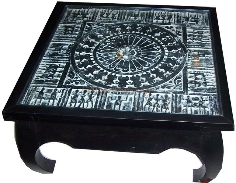 Wooden Coffee Table with Orissa Hand Work