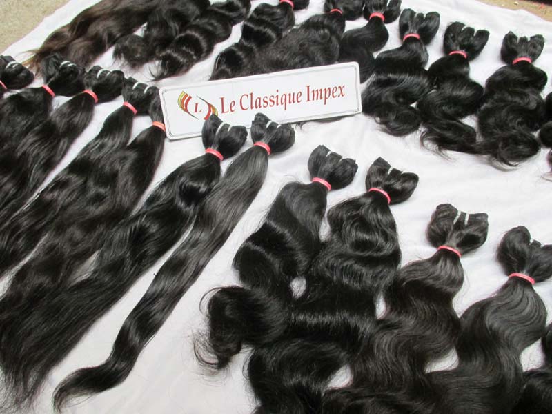 Natural Straight Virgin Temple Hair Extensions