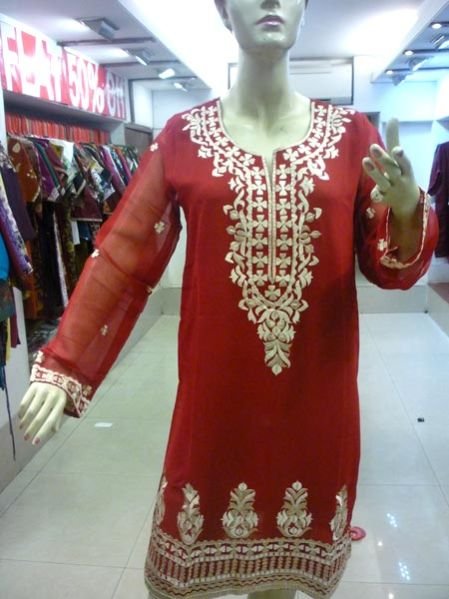 Begam Red Georgette Kurti