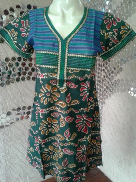 Shweta - BL-GR Cotton Embroidered Kurti