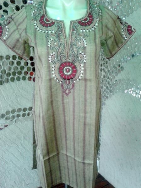 Suraj Beige Cotton Embroidered Kurti