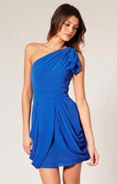Blue One Shoulder One Piece Dress