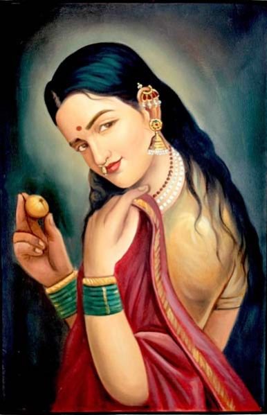 Decorative Lady With Apple Painting