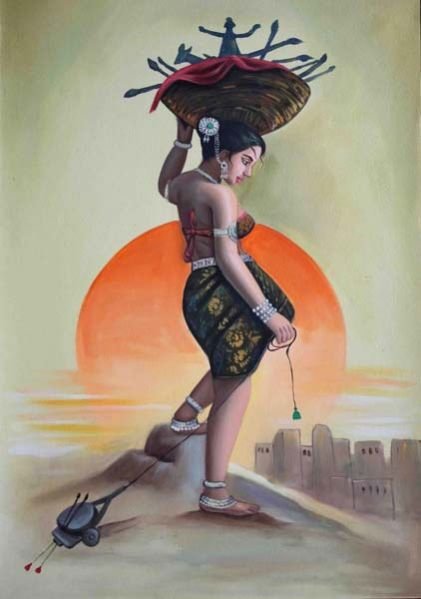 Decorative Lady With Toy Painting