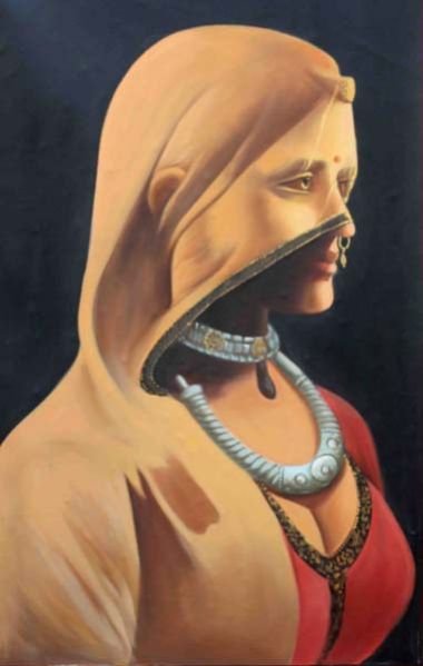 Decorative Lady With Vail Painting