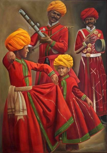 Decorative Rajastan Folk Dance Painting