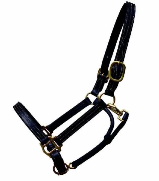 LHT2 Leather Triple Stitch English Horse Halter