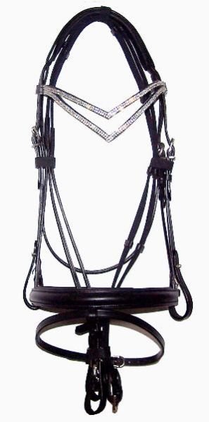 NB SBDC1 Snaffle Bridle Double Crystal English Horse Bridle