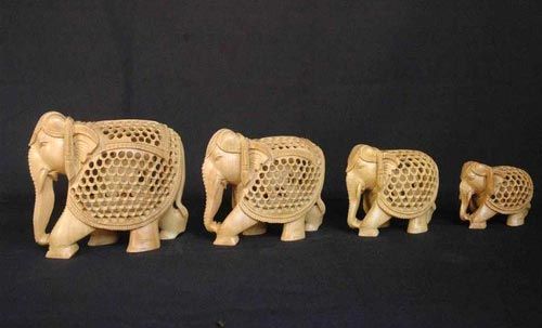 Wooden Elephant Family