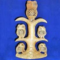 Wooden Owl Statue 02