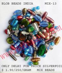 Mix -13 - SilverFoil - Big Hole Glass Beads