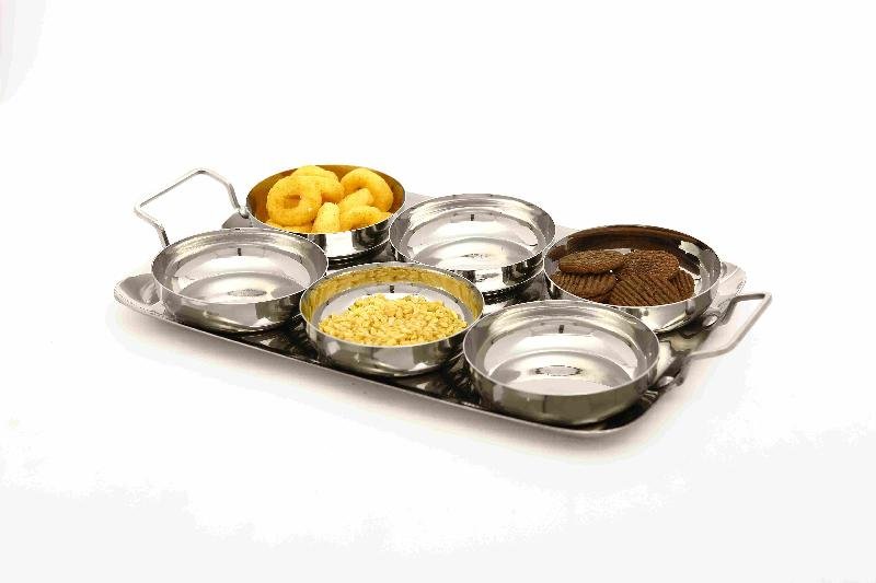 7pc Sapphire Serving Bowl & Tray Set 01