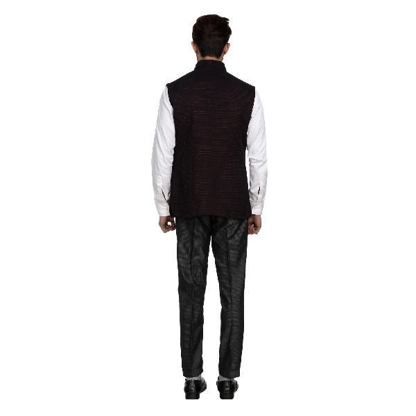 Mens Black Red Waistcoat 02