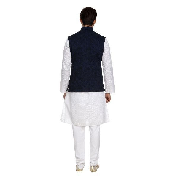 Mens Quilted Blue Nehru Jacket 02