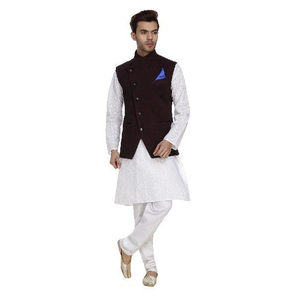 Mens Quilted Wine Nehru Jacket 01