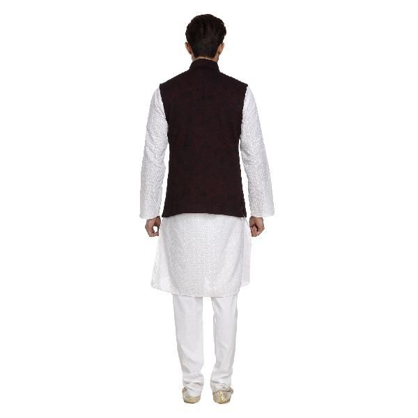 Mens Quilted Wine Nehru Jacket 02