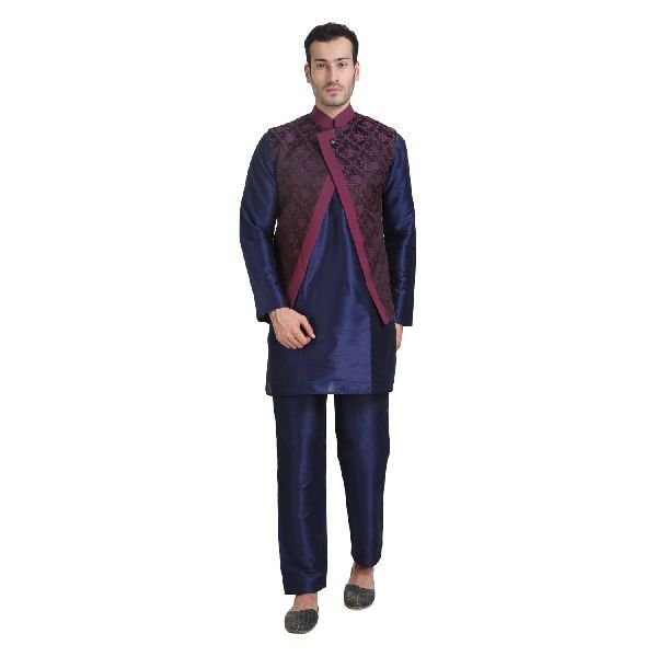 Mens Quilted Wine Nehru Jacket 03