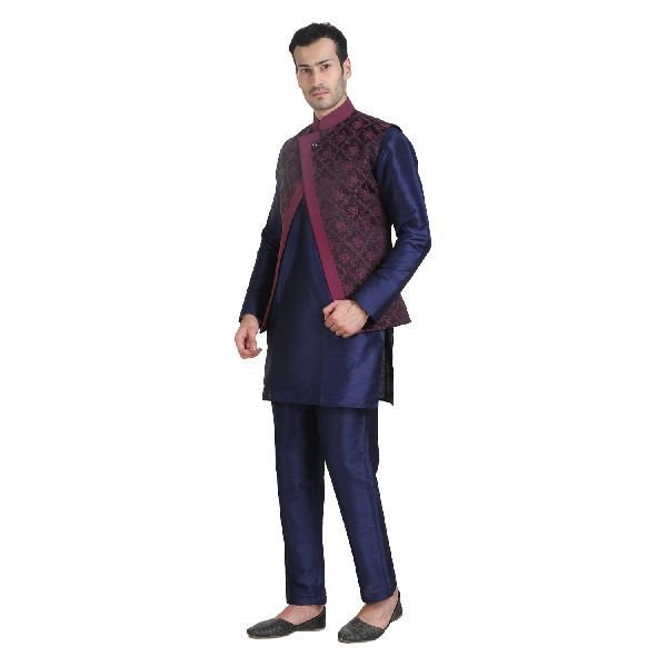 Mens Quilted Wine Nehru Jacket 05