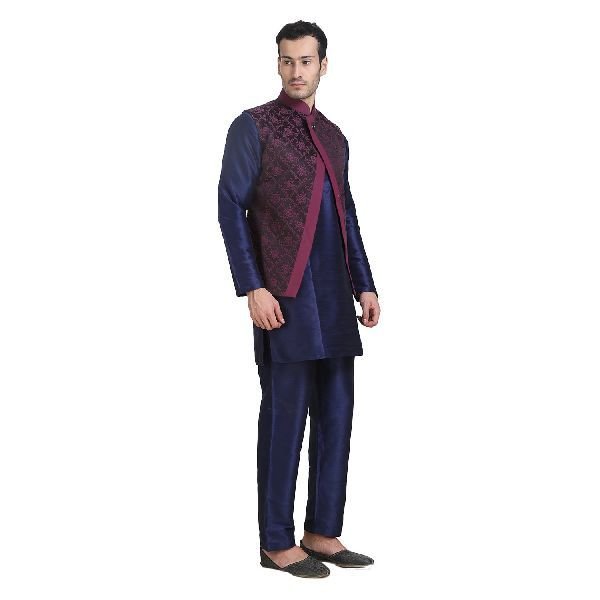 Mens Quilted Wine Nehru Jacket 06