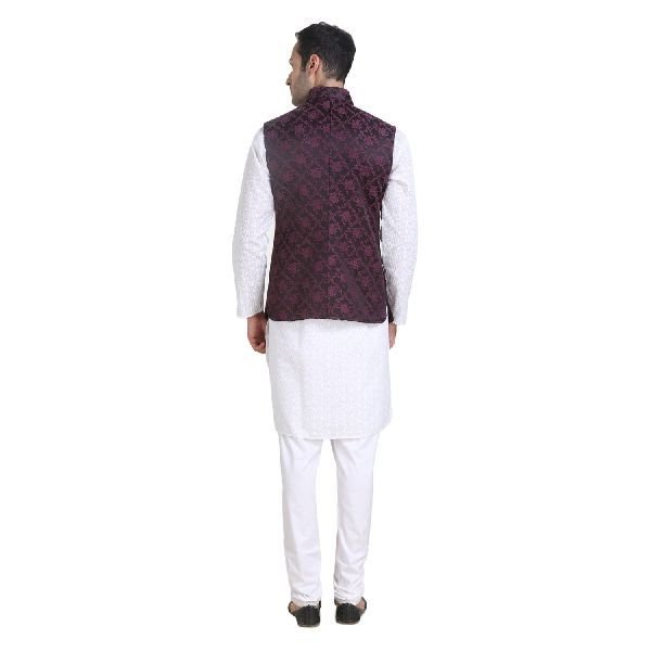 Mens Quilted Wine Nehru Jacket 11