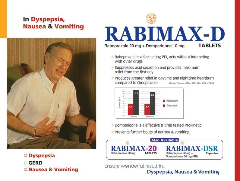 Rabimax-D (Rabeprazole 20 mg + Domperidone 10 mg Tablets)