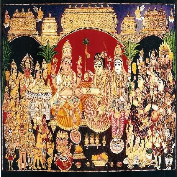 Girija Kalyanam Tanjore Painting (10867)