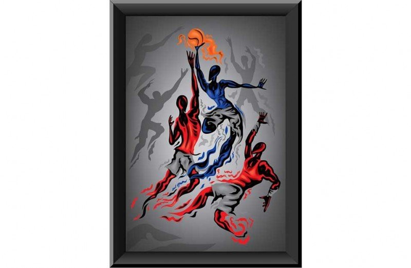 Basketball Players PVC Wall Painting