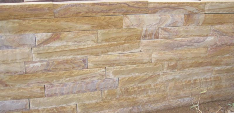 Teak Wood Sandstone Walling