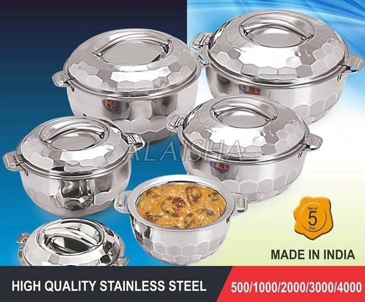 Crown Ring 5 Pcs Stainless Steel Insulated Casserole Set
