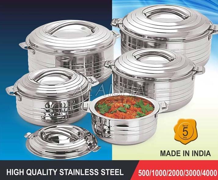 Diamond Cut 5 Pcs Stainless Steel Insulated Casserole Set
