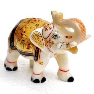 5'' Marble Meenakari Elephant