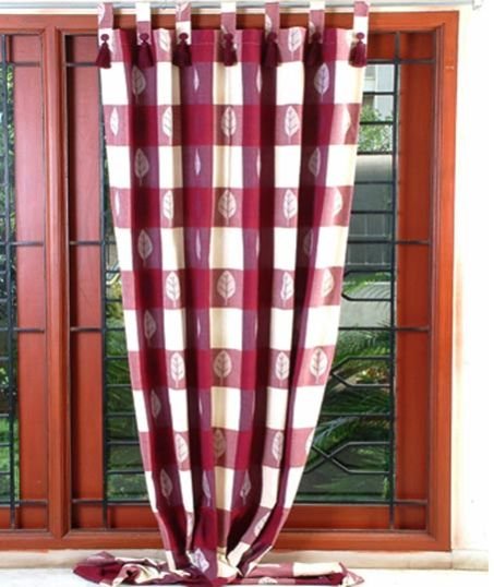 Leaf Jaq Curtains Red