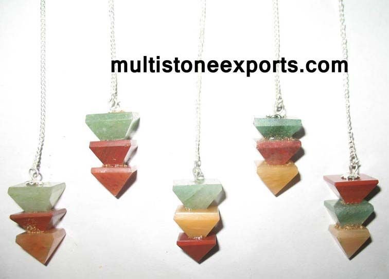 3 Pcs Pyrmaid Pendulums Green & Yellow & Red