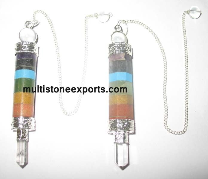 2 Pcs Seven Chakra Gemstone Pendulums