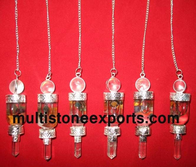 Chakra Bottle Pendulums With Floating Chakra Chips