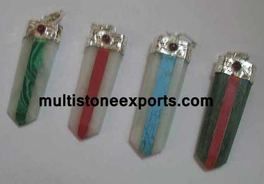 Mix Chakra Flat Point  Gemstone Pendulums