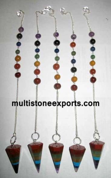 Seven Chakra Facetted Pendulums with Chakar Chain