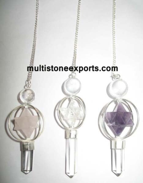 Spinning Merkaba Gemstone Pendulums