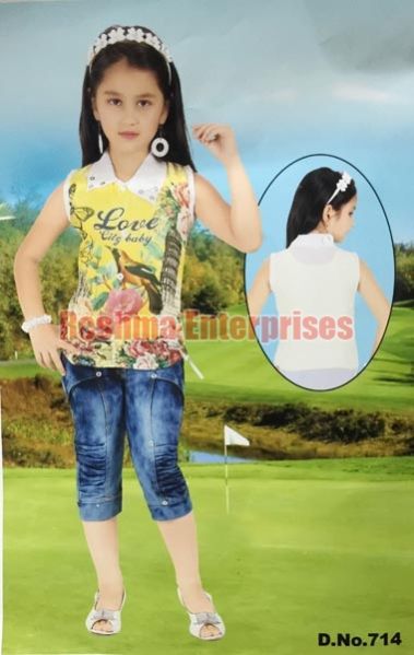 Girls Denim Capris (D.No. : 714)