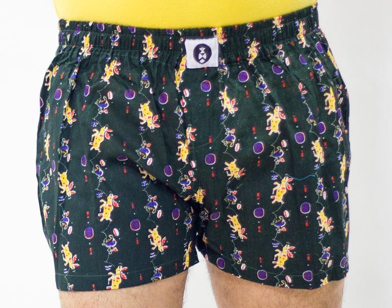 Mens Green Printed Boxer Shorts