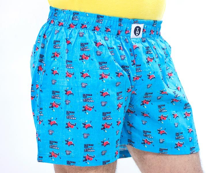 Mens Light Blue Printed Boxer Shorts