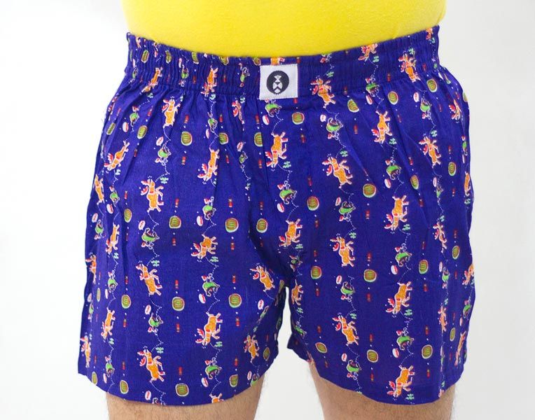 Mens Ultramine Blue Printed Boxer Shorts