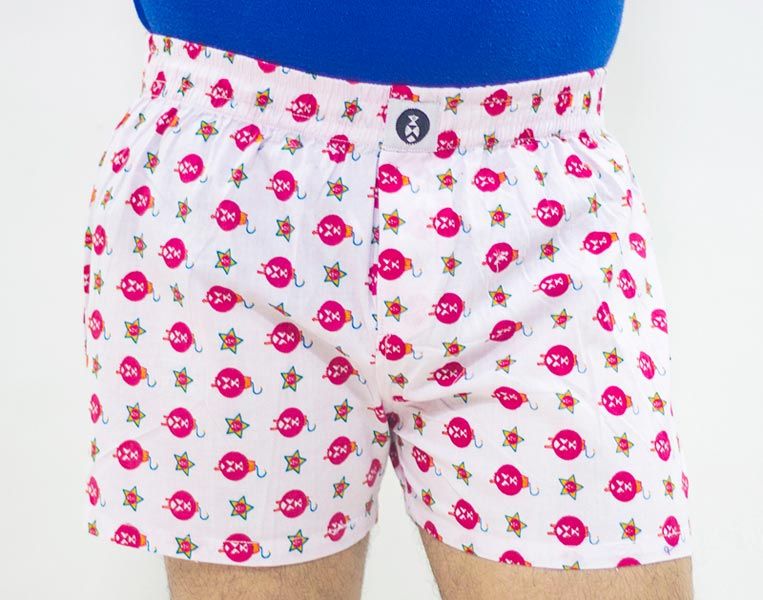 Mens White Printed Boxer Shorts